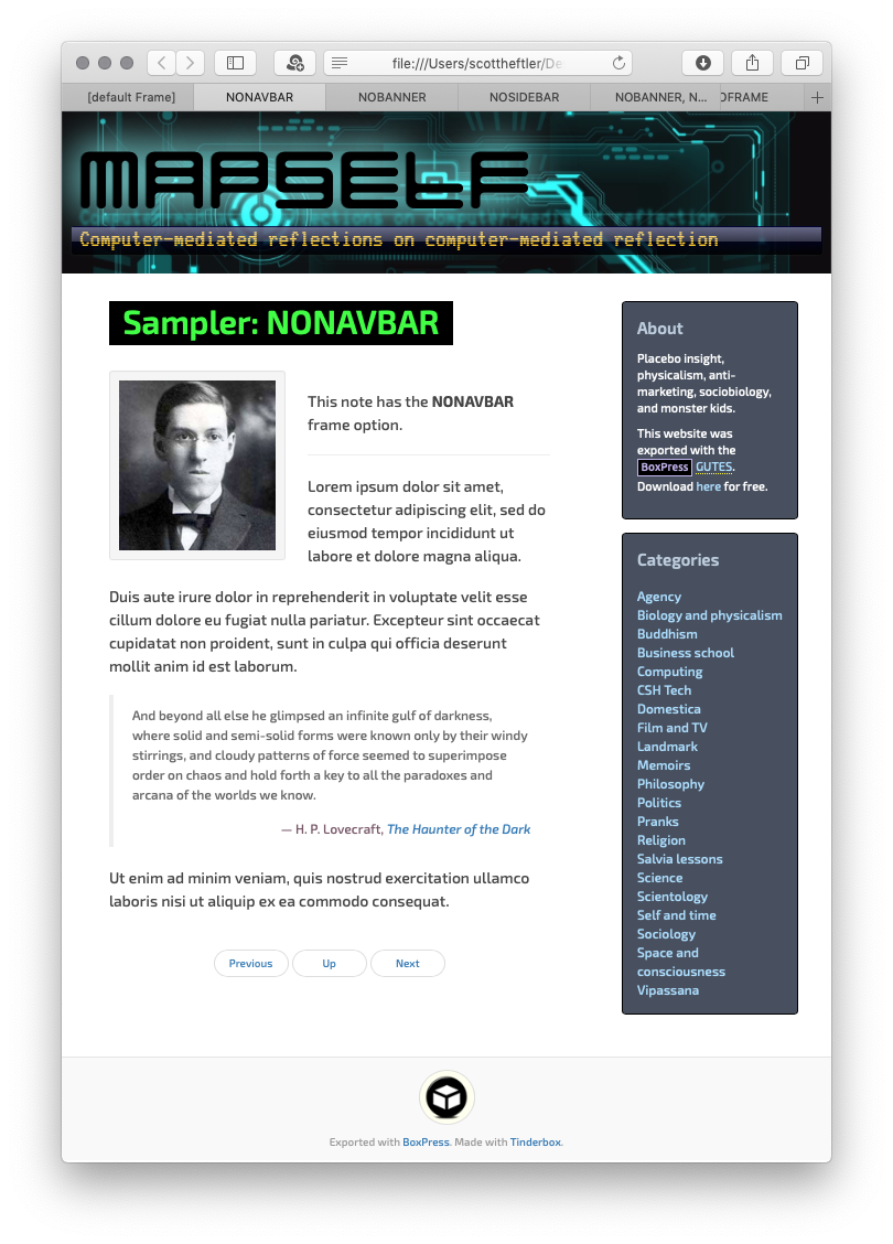 Export with $blogFrameOpt set to NONAVBAR. Export with $blogFrameOpt set to NONAVBAR.