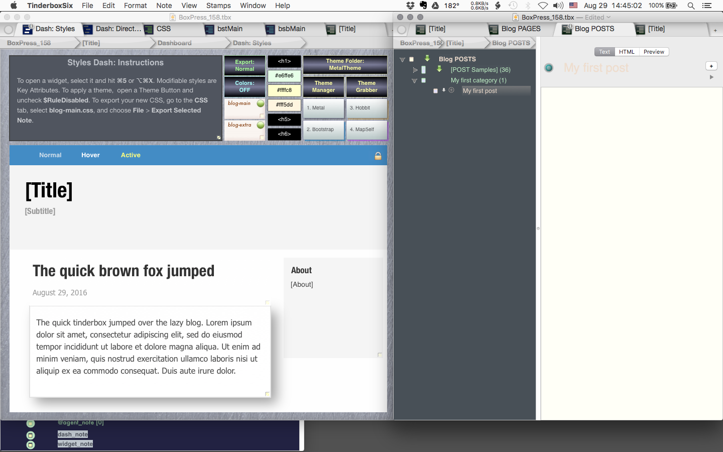 UX Window in the bottom-left, Export Window in the upper-left, and Content Window in the upper-right.