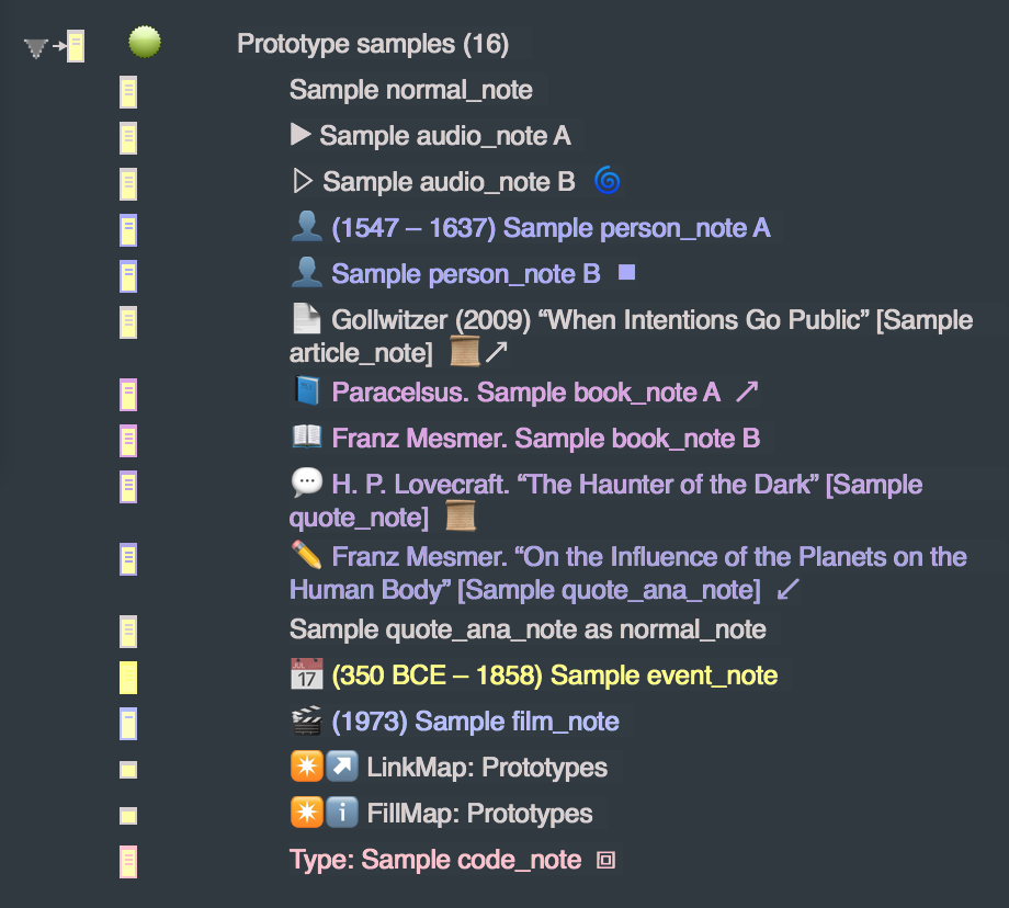 Code-note inside Outline View. Code-note inside Outline View.